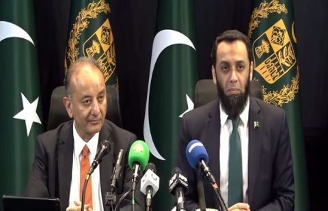 Minister for Information and Broadcasting Attaullah Tarar and Minister for Climate Change Musadik Malik