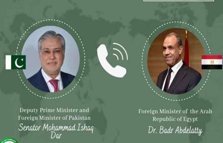 Deputy Prime Minister and Foreign Minister Ishaq Dar held a phone call with Egypt’s foreign minister