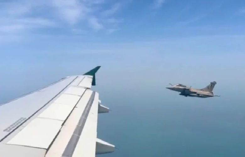 Fighter jets escort PM Shehbaz's aircraft on arrival in Qatar