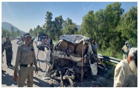 At least 18 killed as passenger coach hits parked bus on Swat Motorway