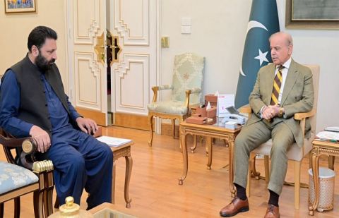 Prime Minister Shehbaz Sharif and Gilgit-Baltistan Chief Minister Amjad Hussain