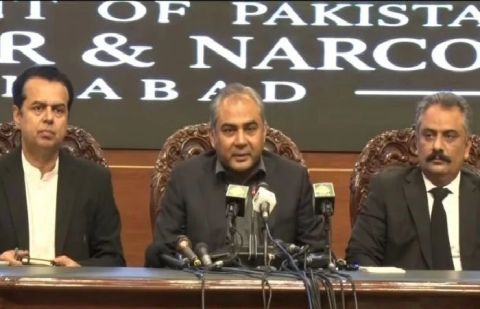 Interior Minister Mohsin Naqvi Addressing a press conference in Islamabad