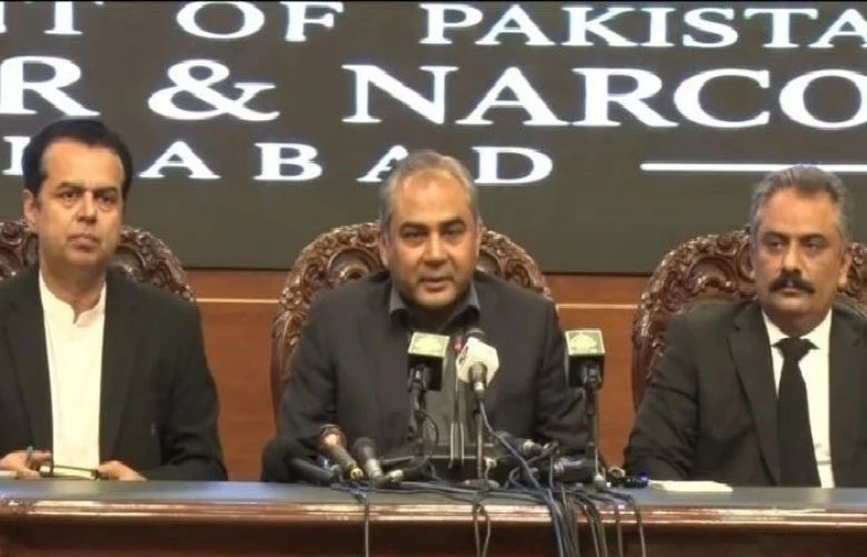 Interior Minister Mohsin Naqvi Addressing a press conference in Islamabad