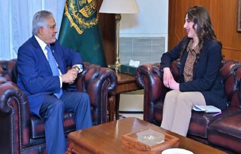 Deputy Prime Minister and Foreign Minister Ishaq Dar and US Charge d’Affaires Natalie A Baker,