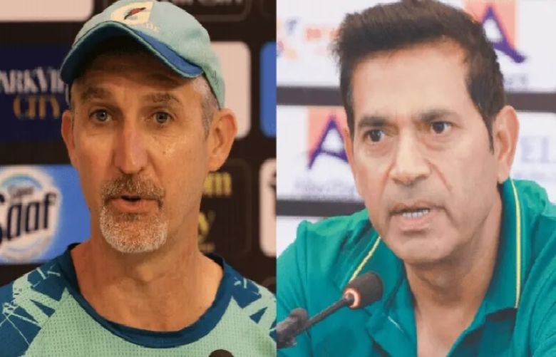 Former Pakistan coach Jason Gillespie and chairman of selectors Aaqib Javed