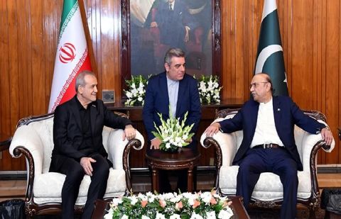 President Asif Ali Zardari and Iranian President Masoud Pezeshkian